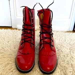 Vintage red leather boots